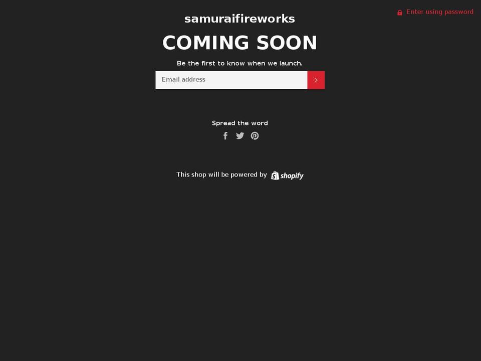 EcomSolid Shopify theme site example samuraifireworks.com