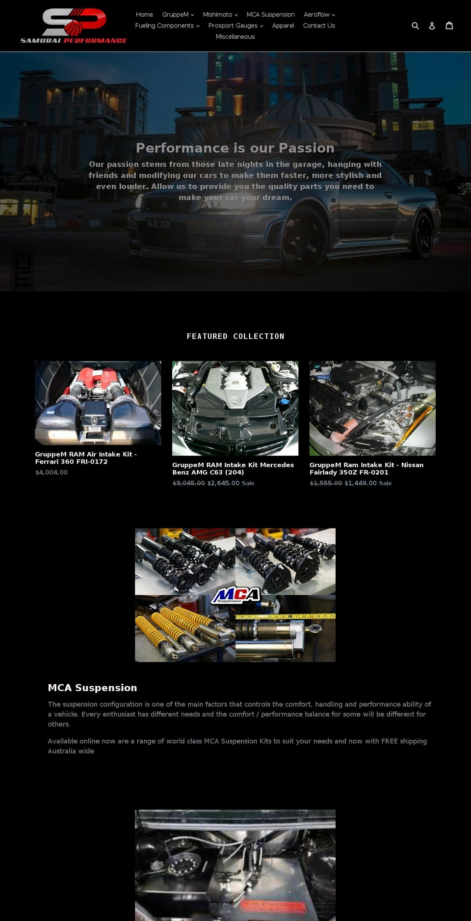 samuraiperformance.com shopify website screenshot