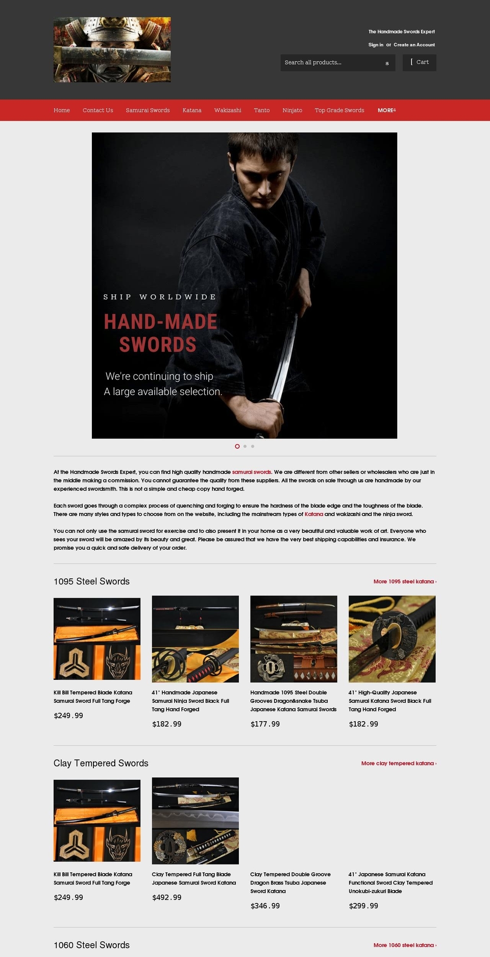 samuraiswordsmith.com — Shopify storefront screenshot