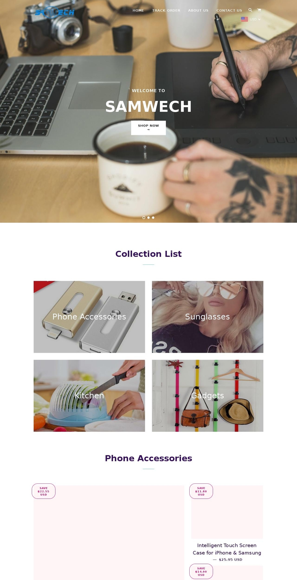 samwech.com shopify website screenshot