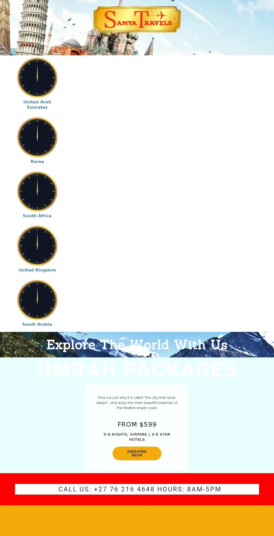 samyatravels.com — Shopify storefront screenshot
