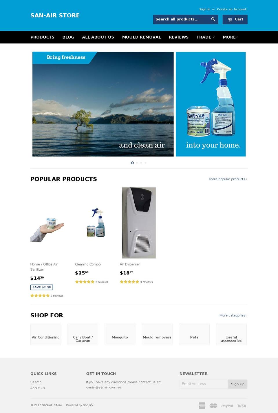 san-air.com.au shopify website screenshot