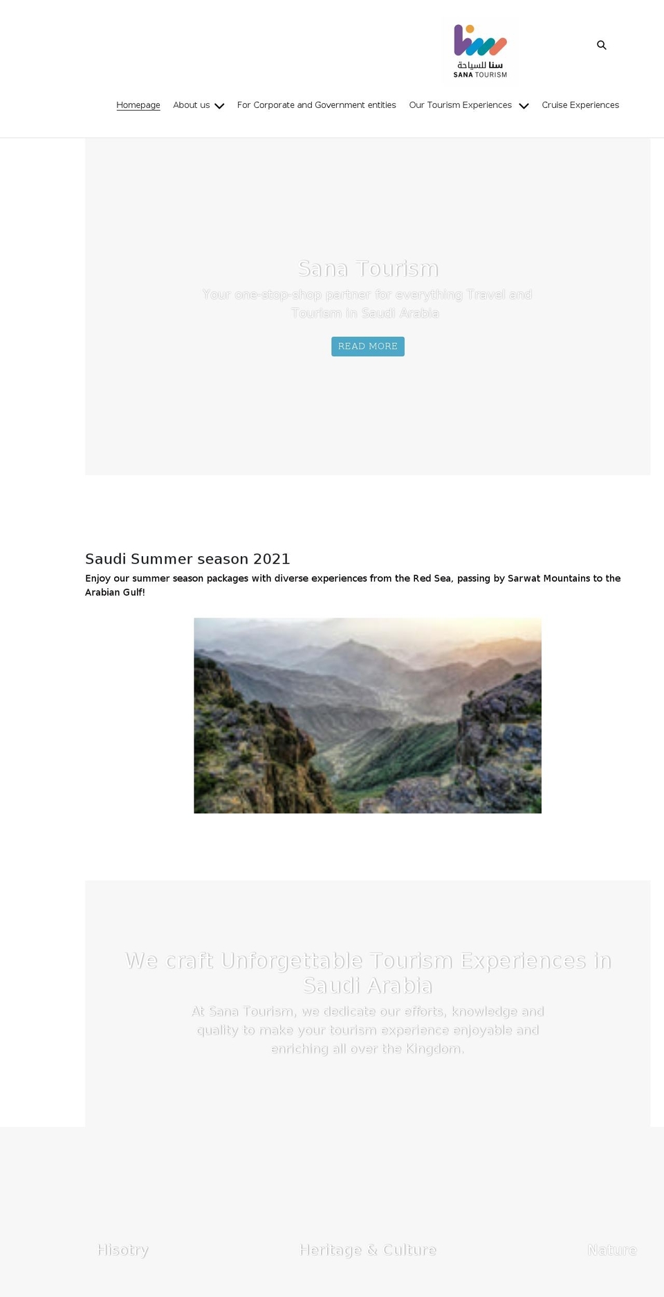 sana-tourism.com shopify website screenshot