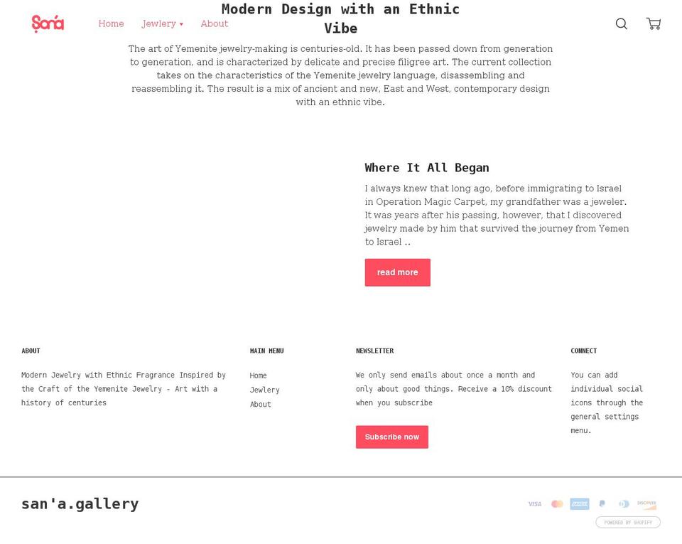 sana.gallery shopify website screenshot