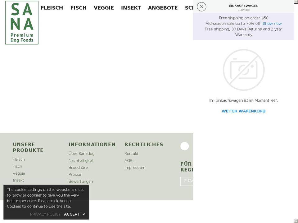 sanadog.com shopify website screenshot