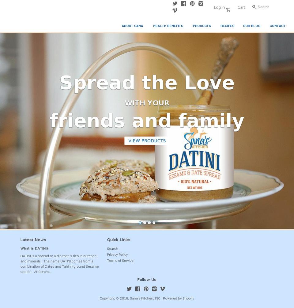 sanaskitchen.com shopify website screenshot