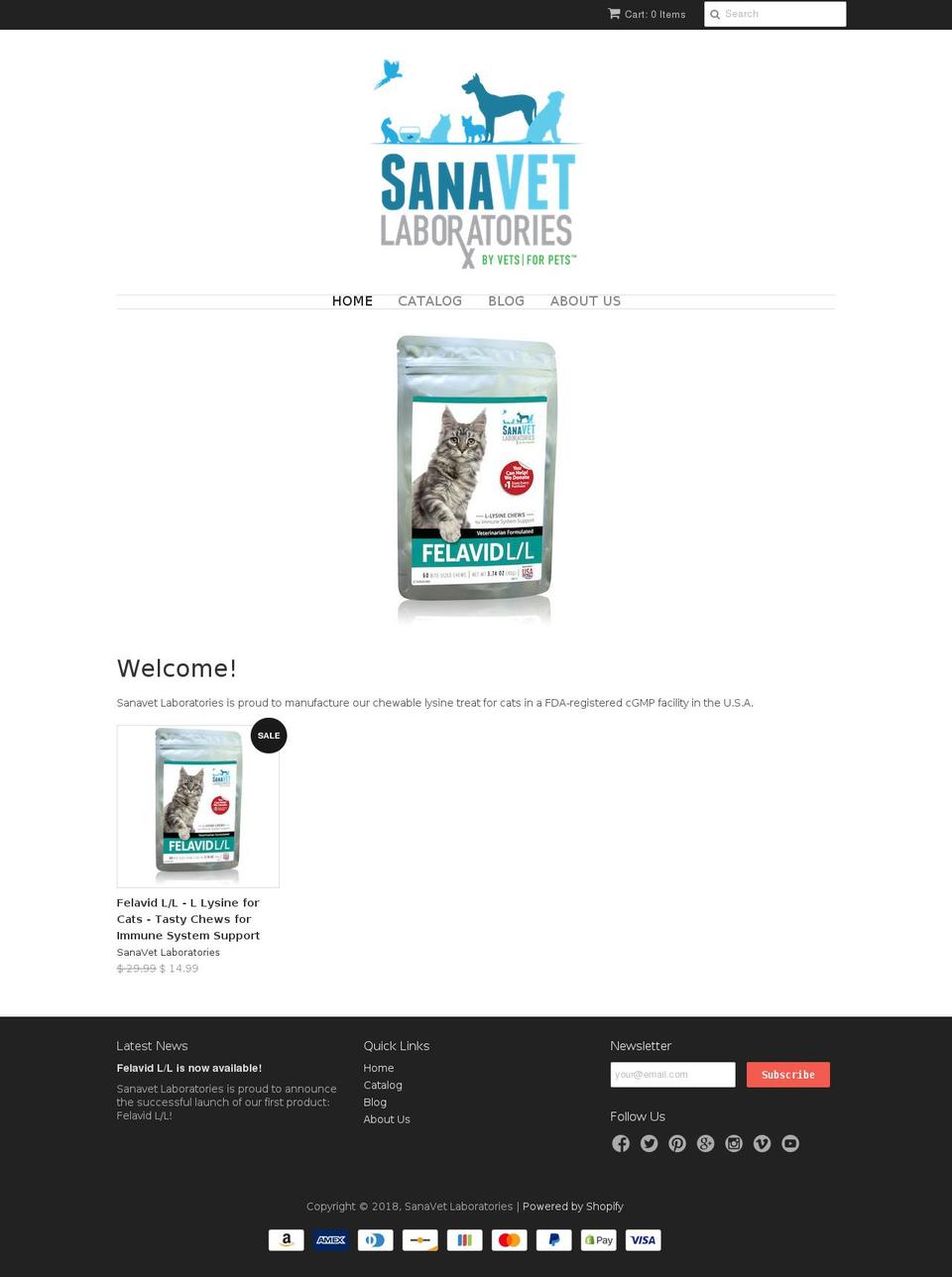 sanavetlaboratories.com — Shopify storefront screenshot