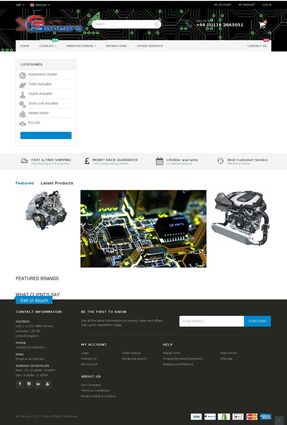sancarsauto.com shopify website screenshot