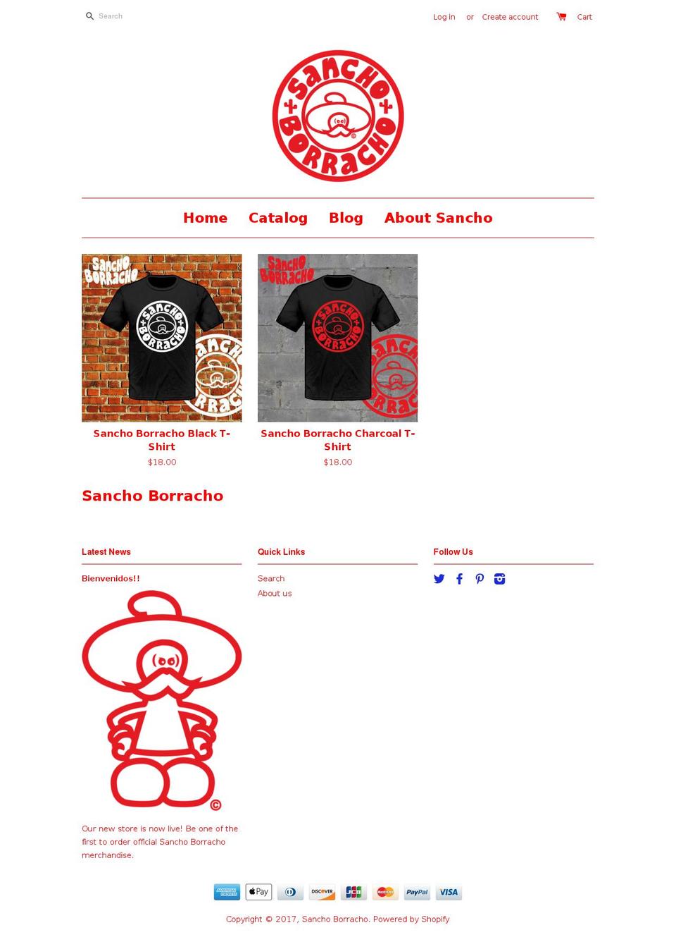 sanchostshirts.com shopify website screenshot