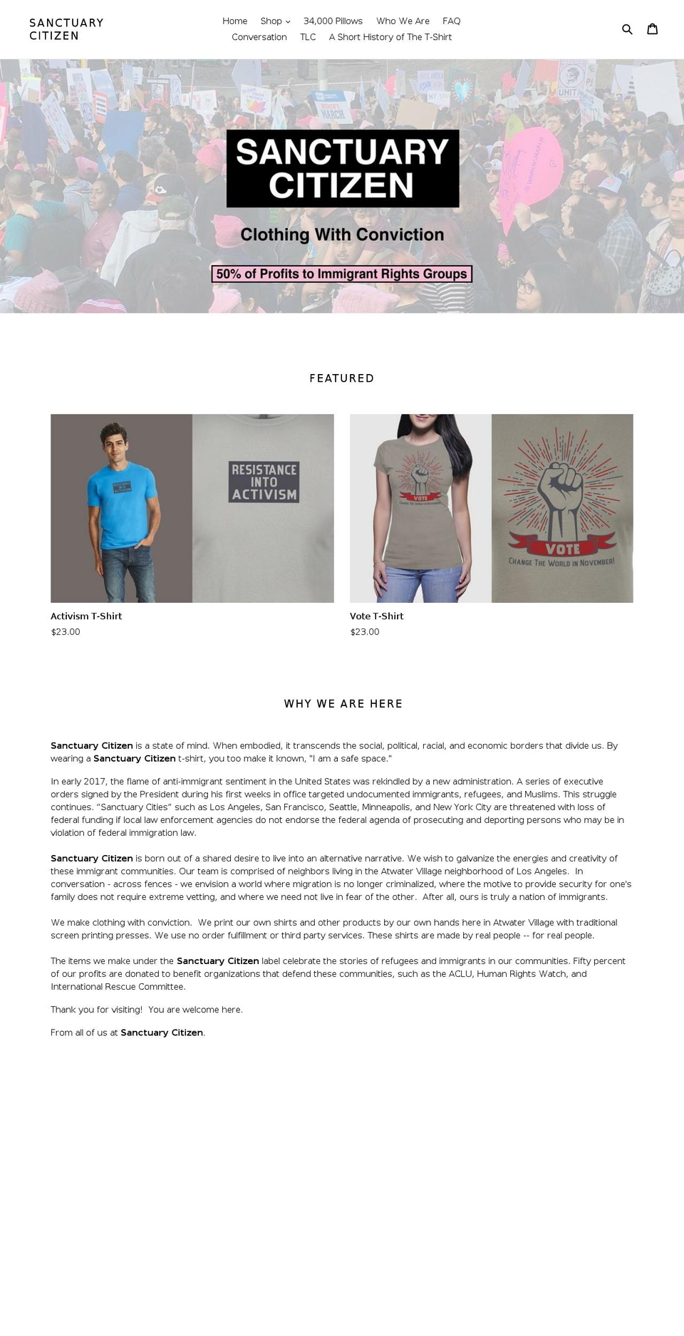 sanctuarycitizen.org shopify website screenshot