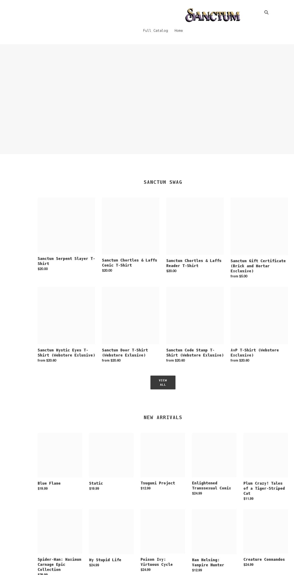 sanctum-tattoos-and-comics.myshopify.com shopify website screenshot