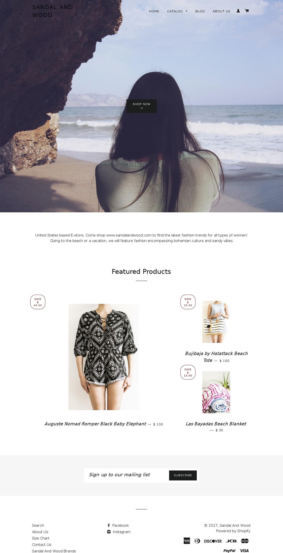 sandalandwood.com shopify website screenshot