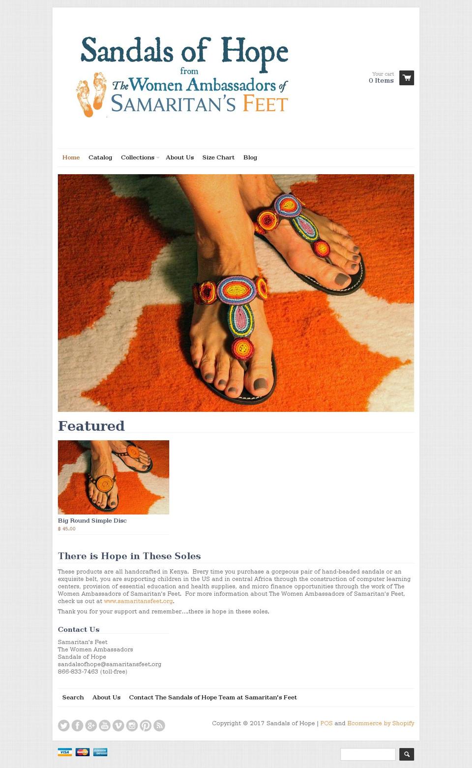 sandalsofhope.com shopify website screenshot