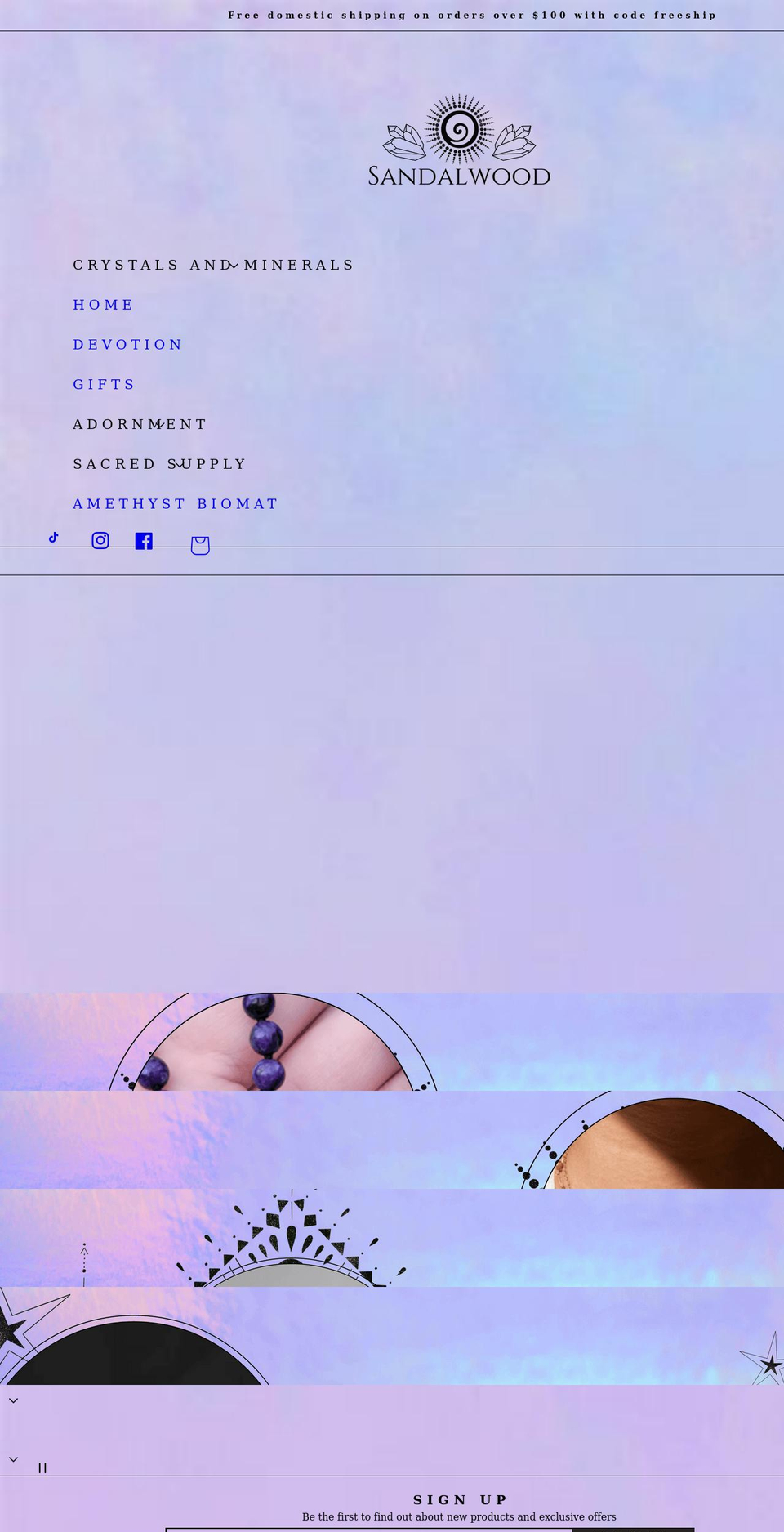 Moongoddesstheme Shopify theme site example sandalwoodstone.com