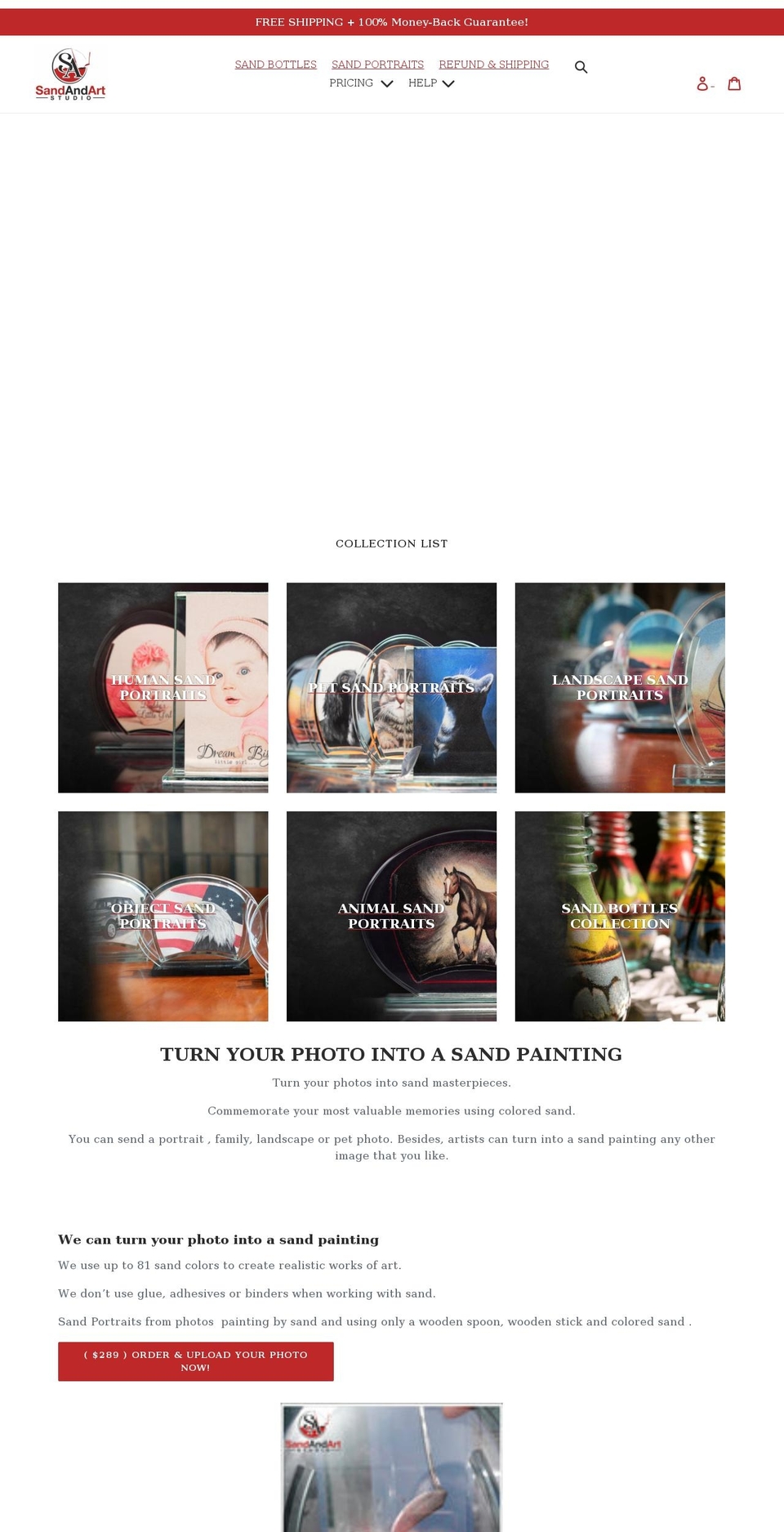 sandandart.com shopify website screenshot