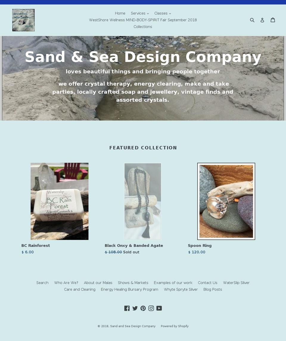 sandandseadesigncompany.com shopify website screenshot