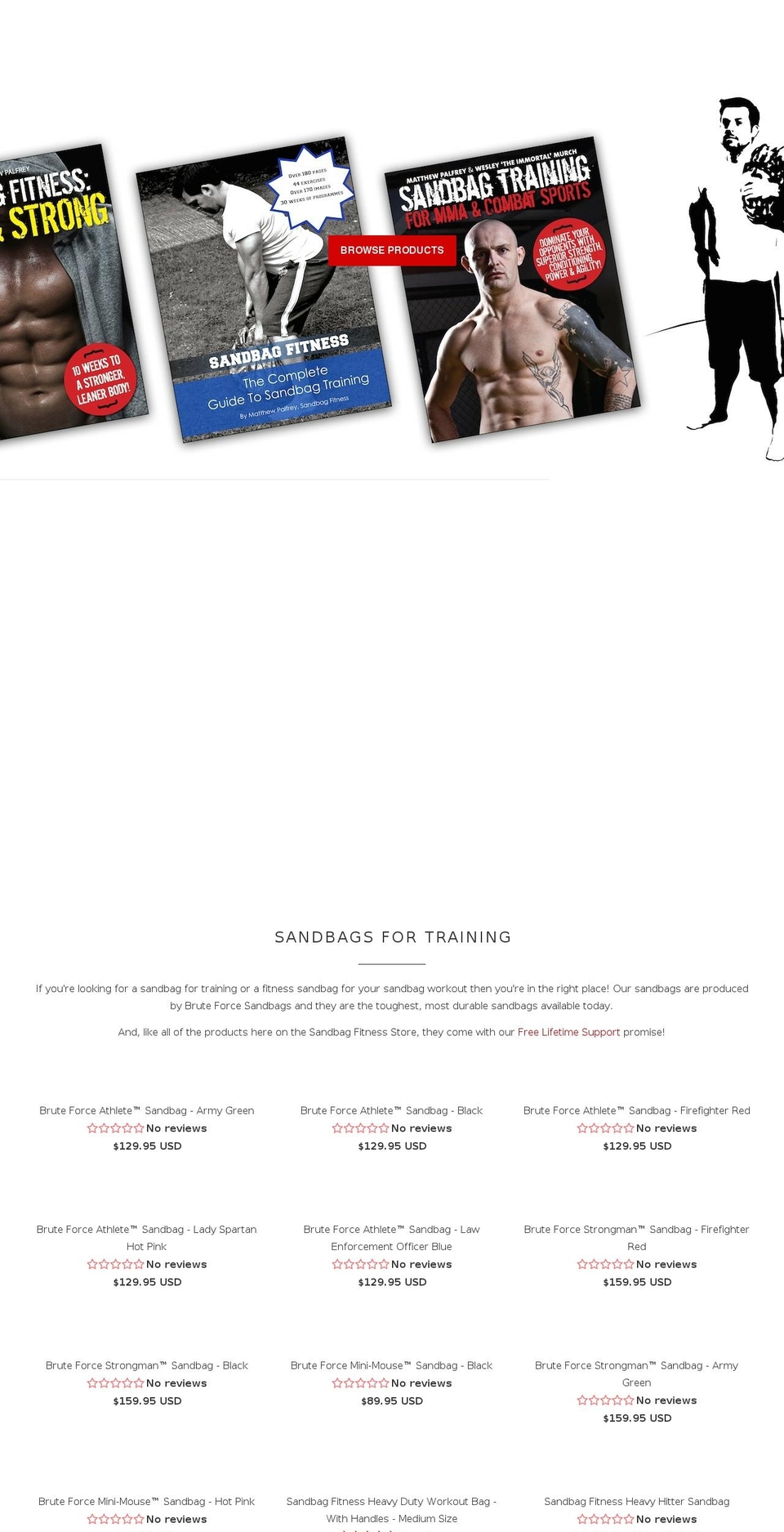 sandbagfitnessstore.com shopify website screenshot