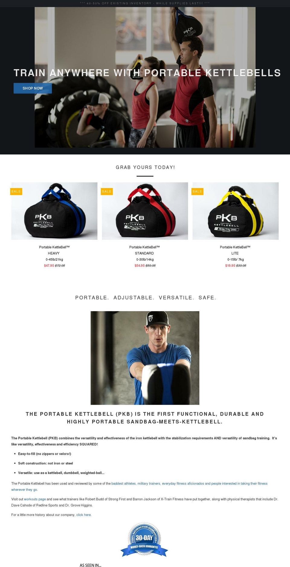 sandbagkettlebells.com shopify website screenshot