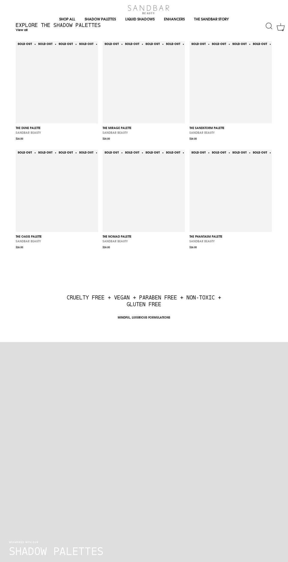 sandbarbeauty.com shopify website screenshot