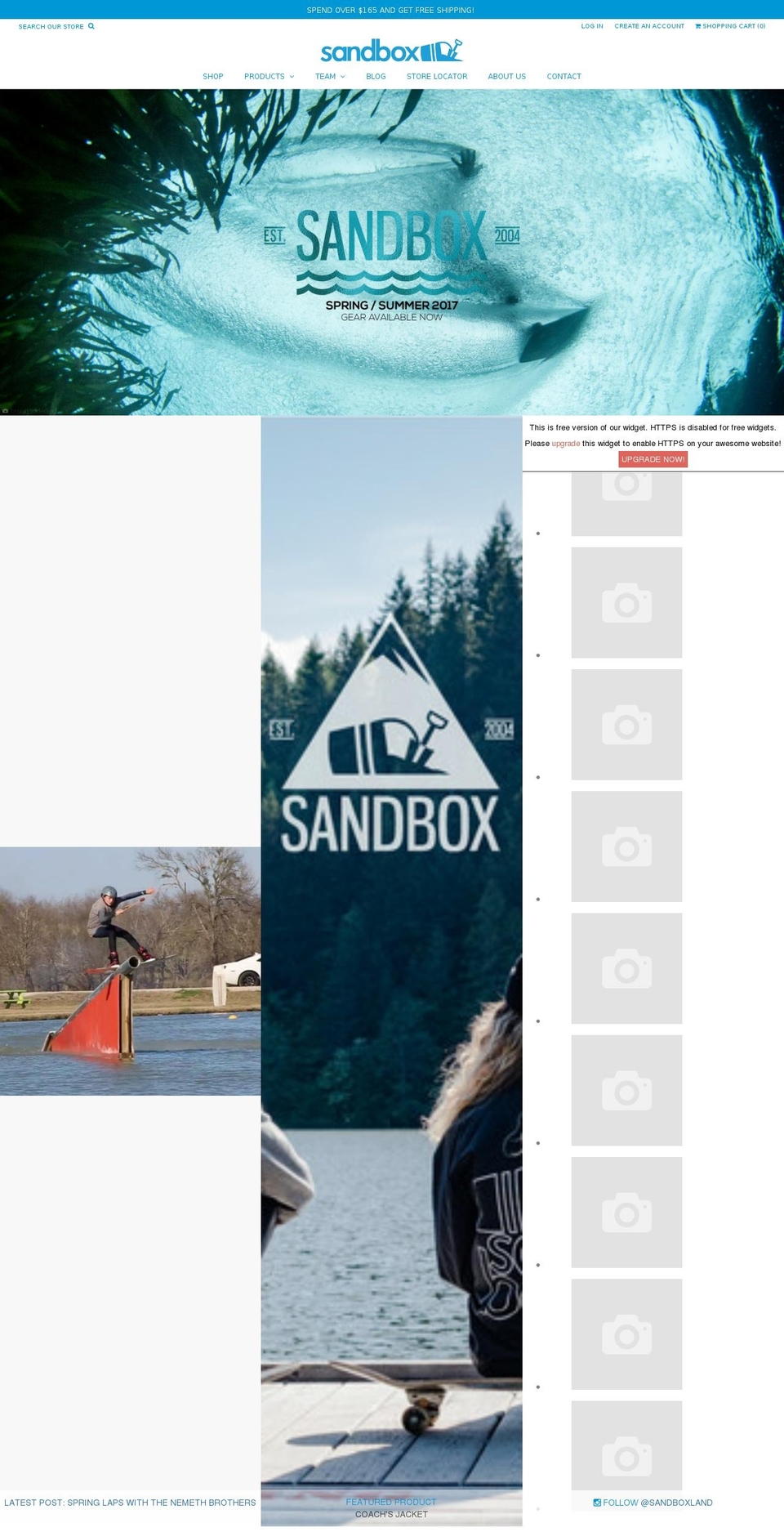 sandboxland.com shopify website screenshot