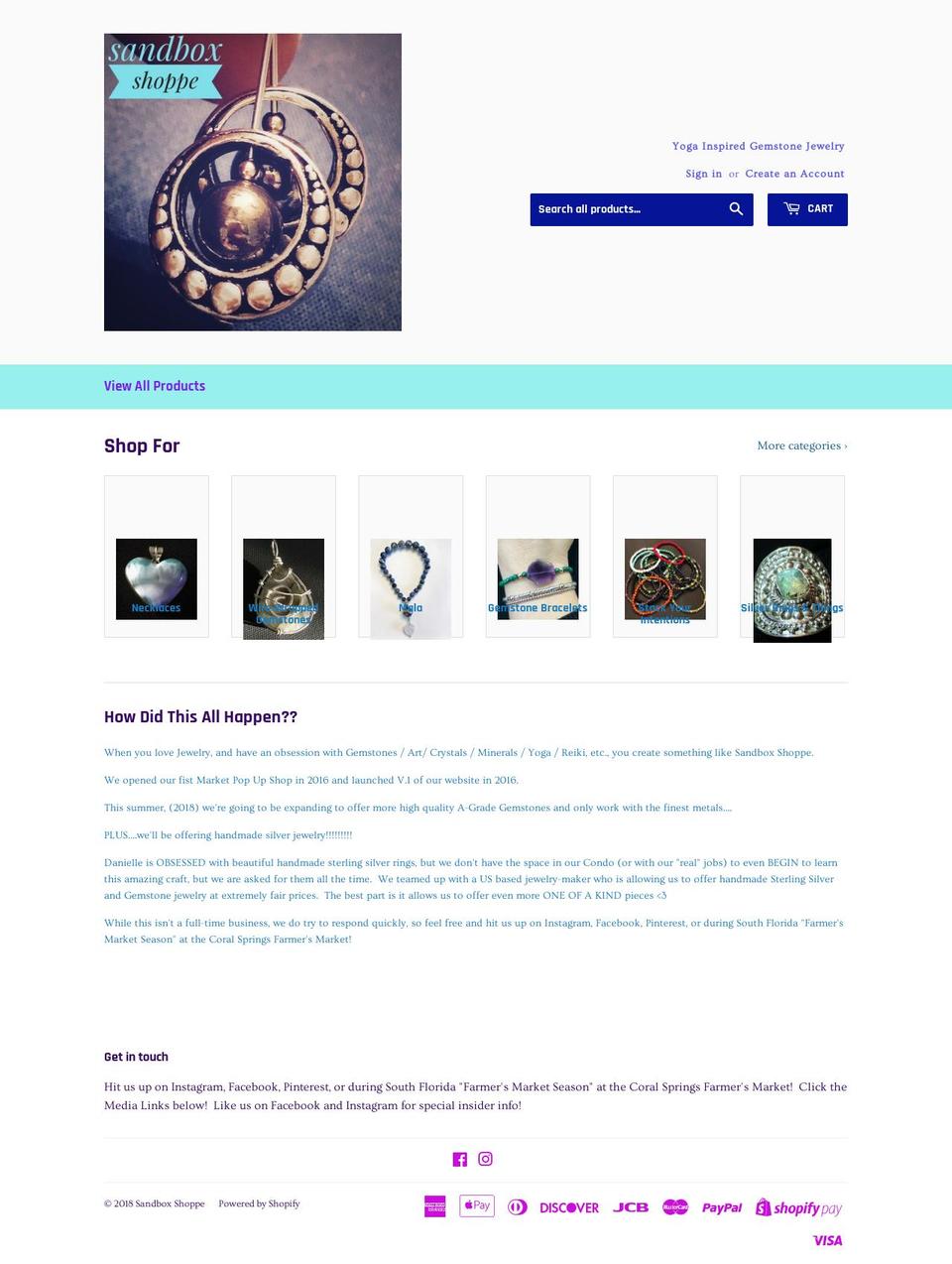 sandboxshoppe.com — Shopify storefront screenshot