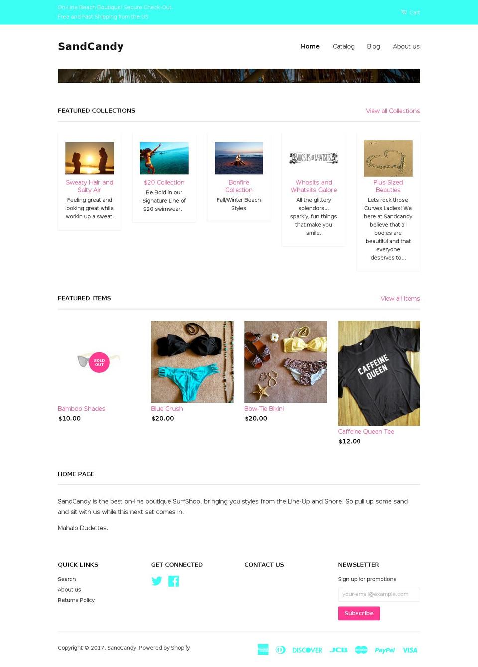 sandcandyshop.com shopify website screenshot