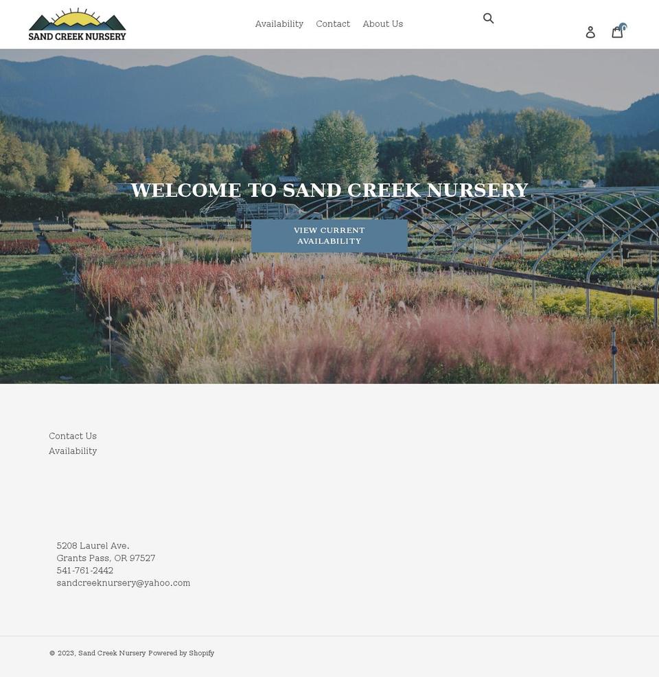 sandcreeknursery.net shopify website screenshot