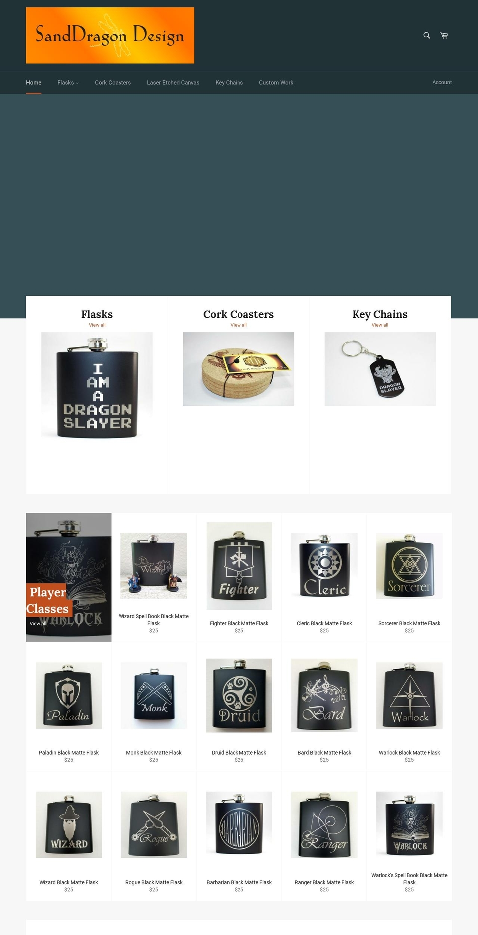 sanddragondesign.com — Shopify storefront screenshot