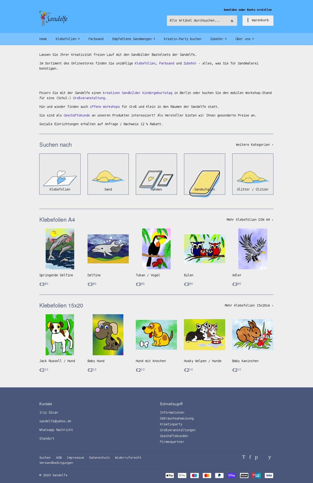 sandelfe.de shopify website screenshot