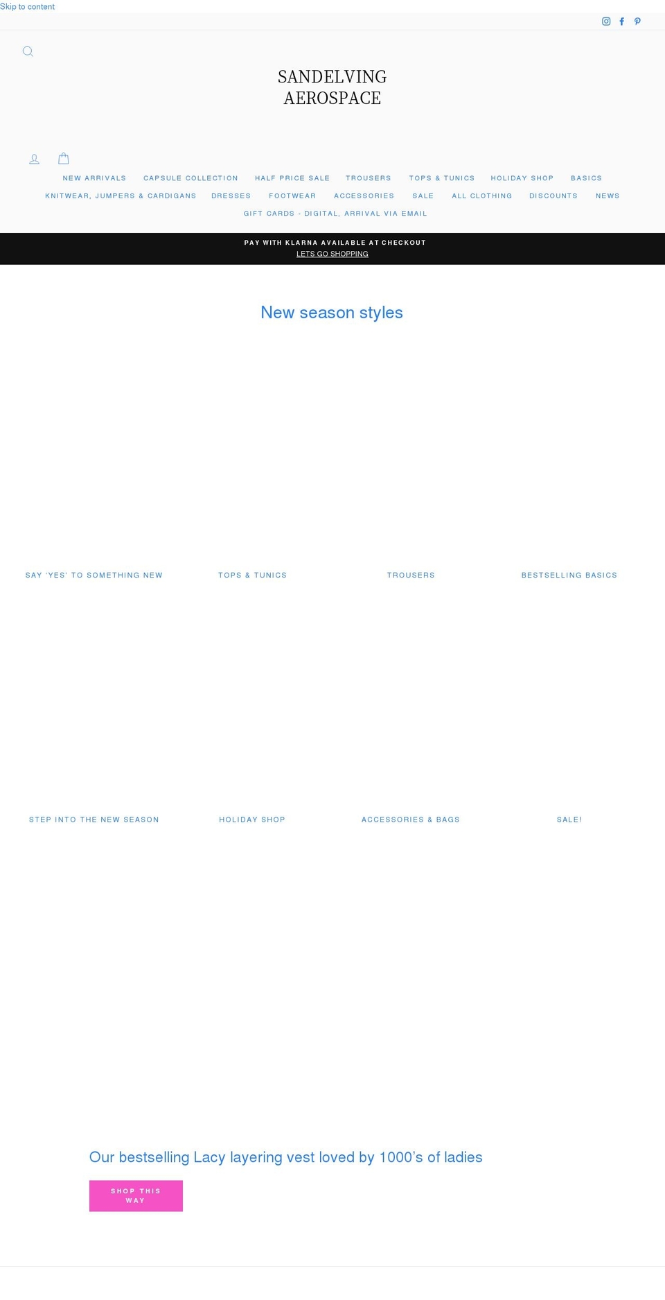 sandelvingaerospace.com shopify website screenshot