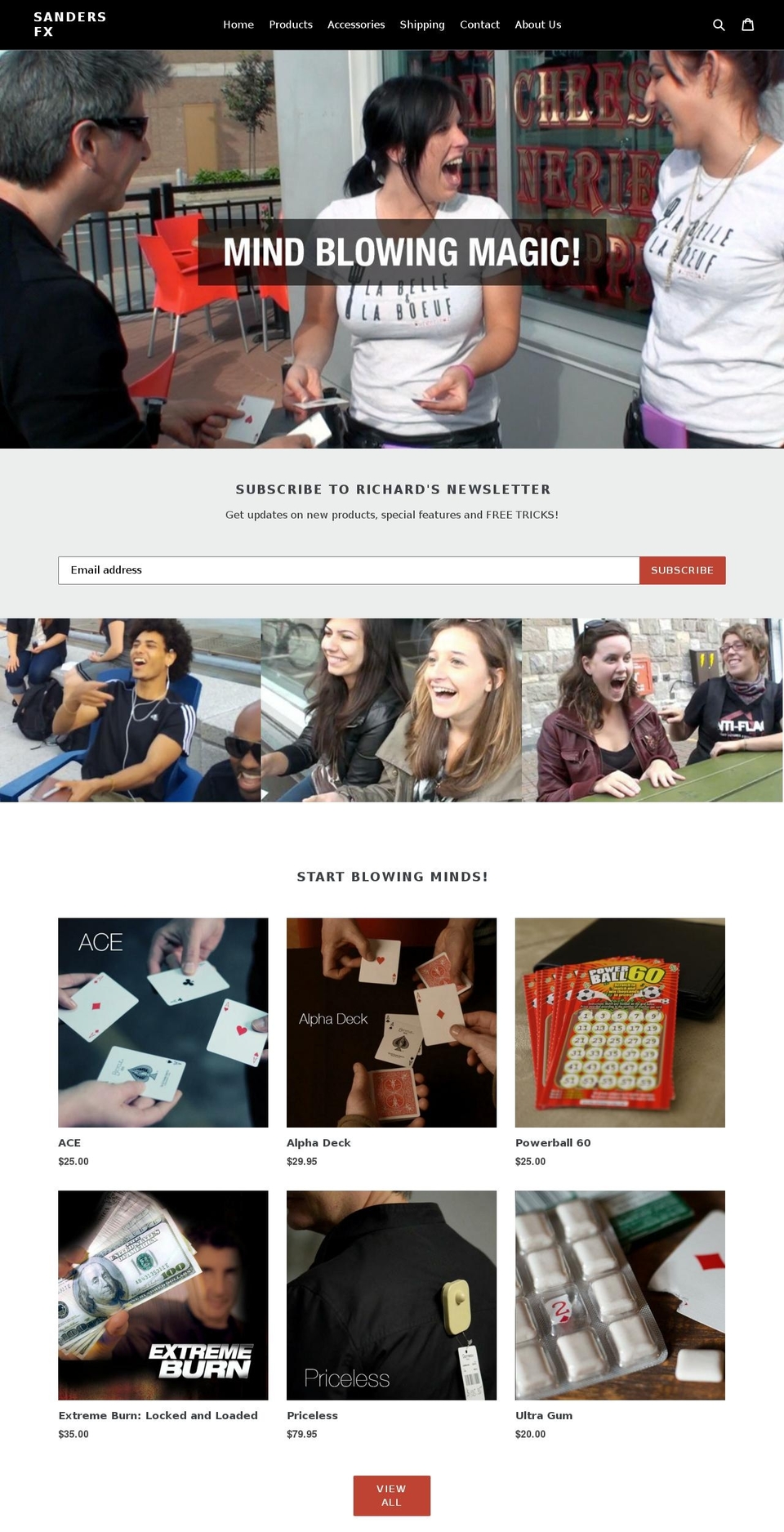 sandersfx.com shopify website screenshot