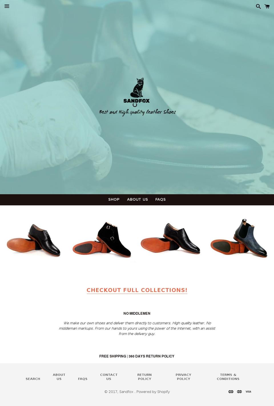 sandfoxshoes.com shopify website screenshot