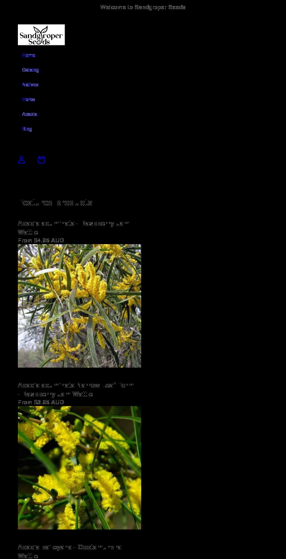 sandgroperseeds.com.au shopify website screenshot