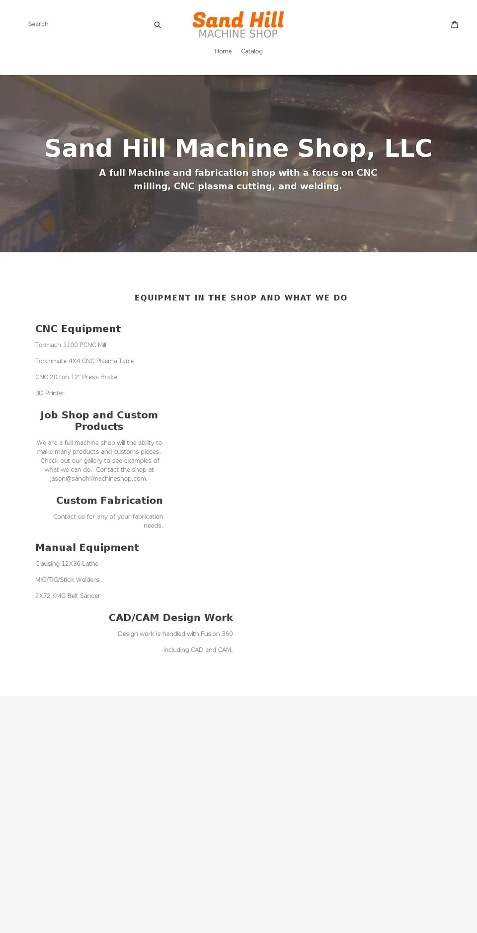 sandhillcnc.com — Shopify storefront screenshot
