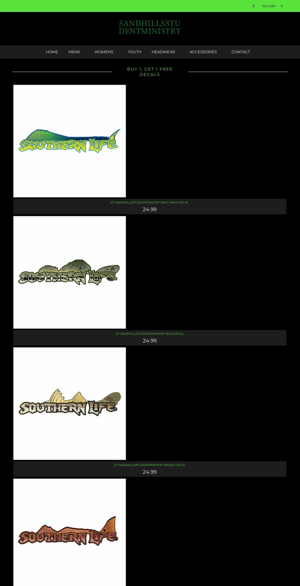 sandhillsstudentministry.com shopify website screenshot