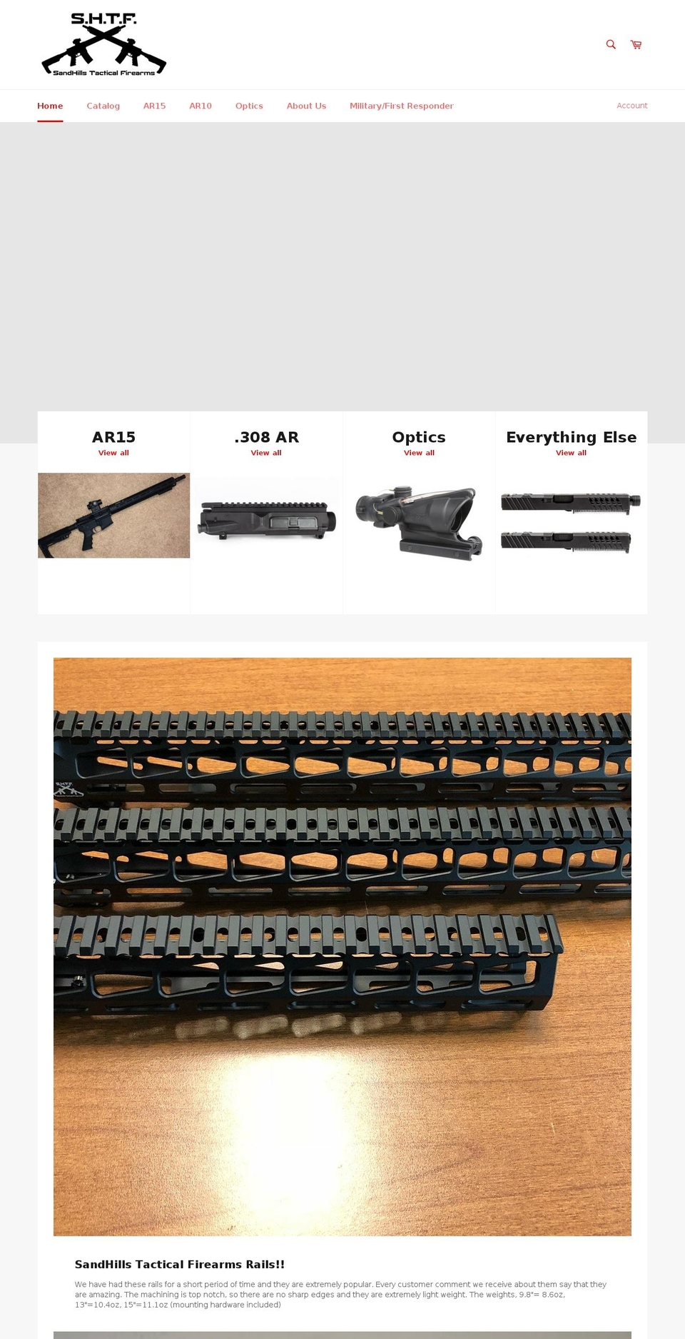 sandhillstacticalfirearms.com — Shopify storefront screenshot