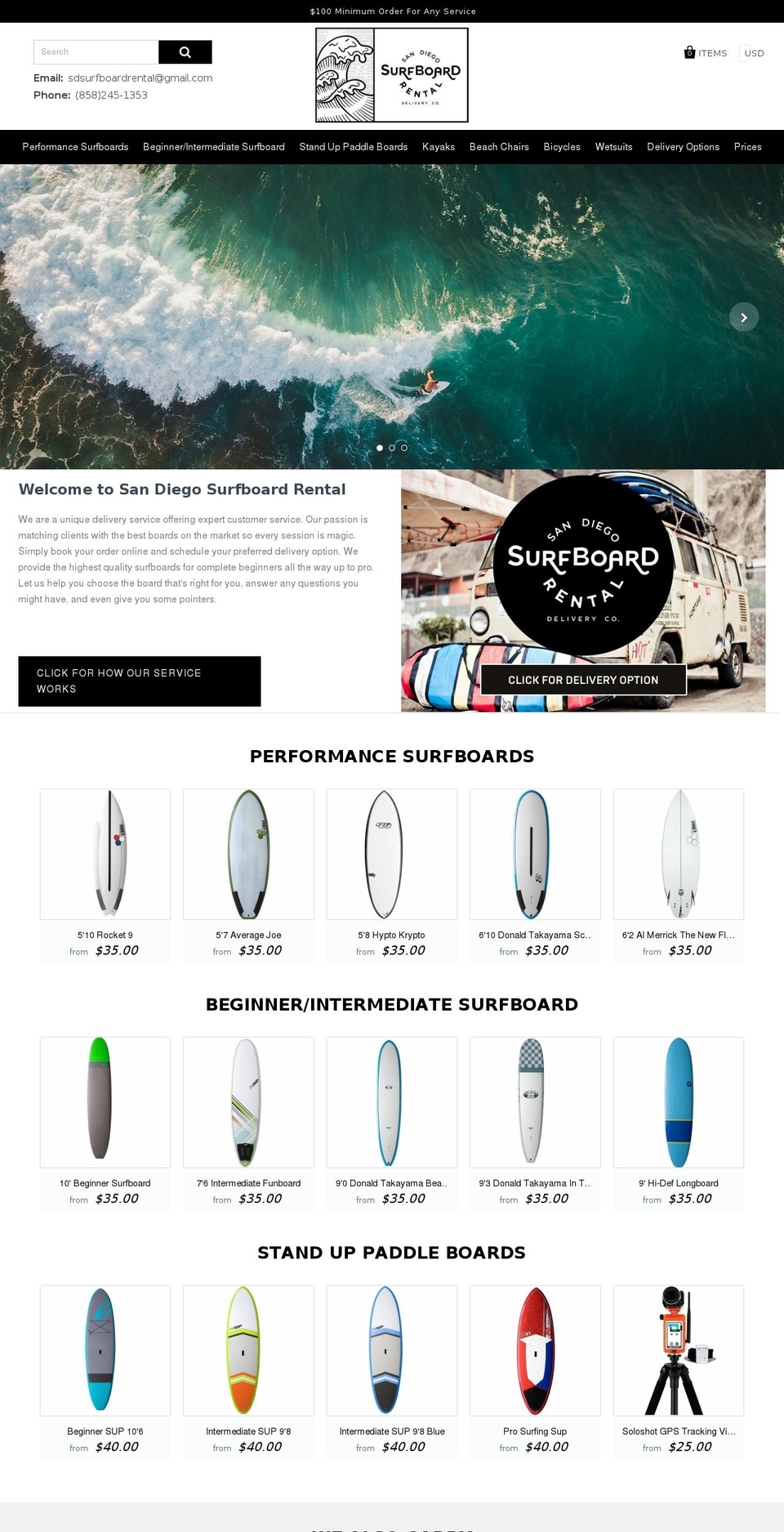 sandiego-surfboardrental.com shopify website screenshot