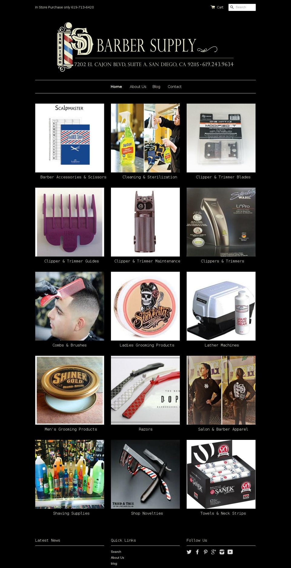 sandiegobarbersupply.com shopify website screenshot