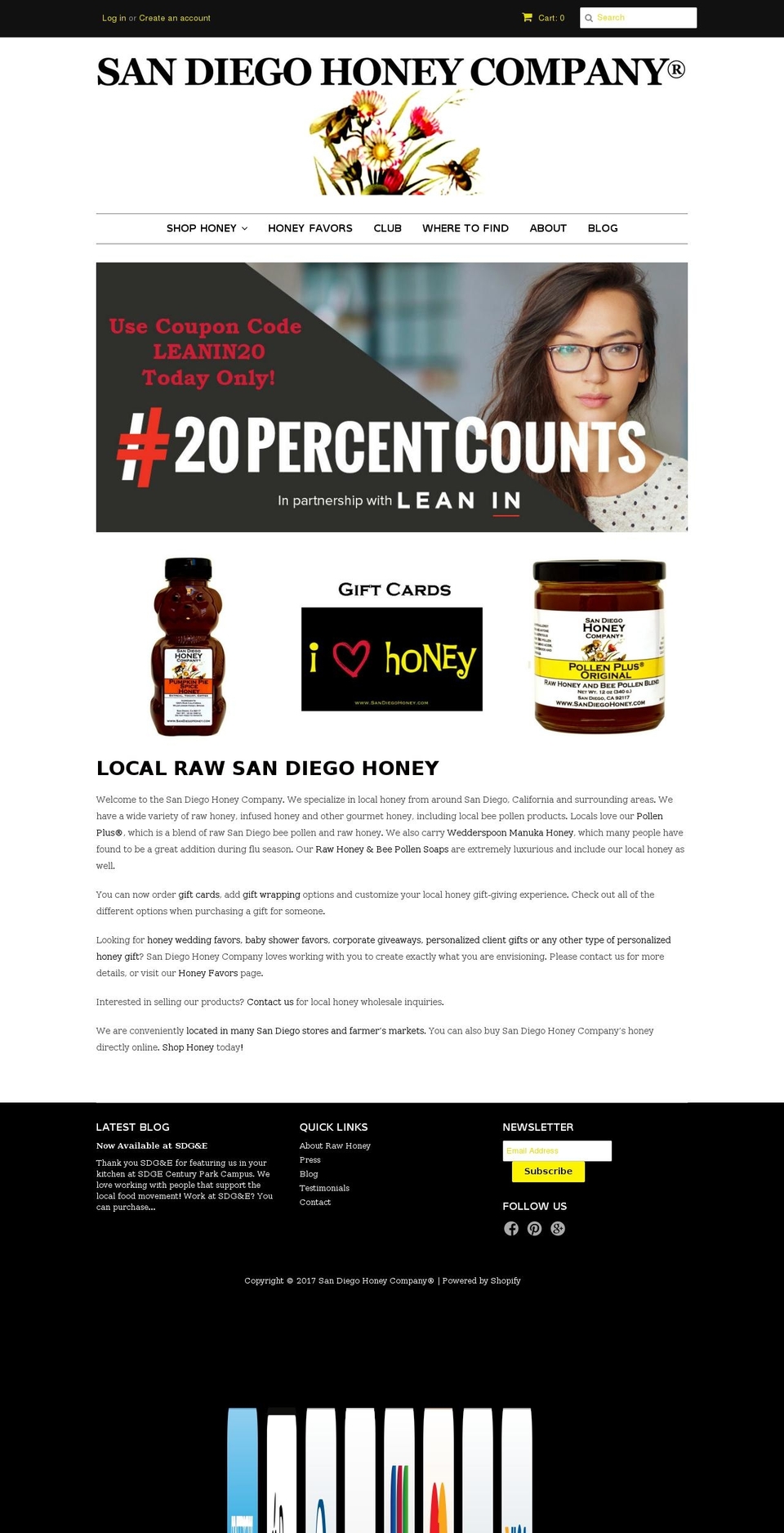 sandiegohoney.com shopify website screenshot