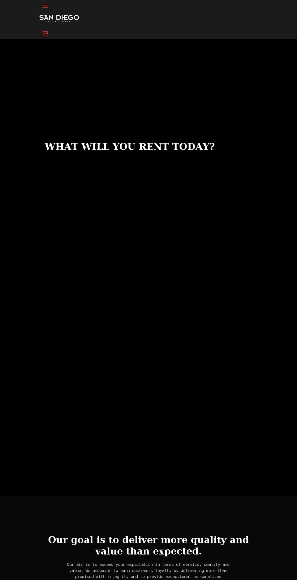 sandiegolifestylerentals.com shopify website screenshot