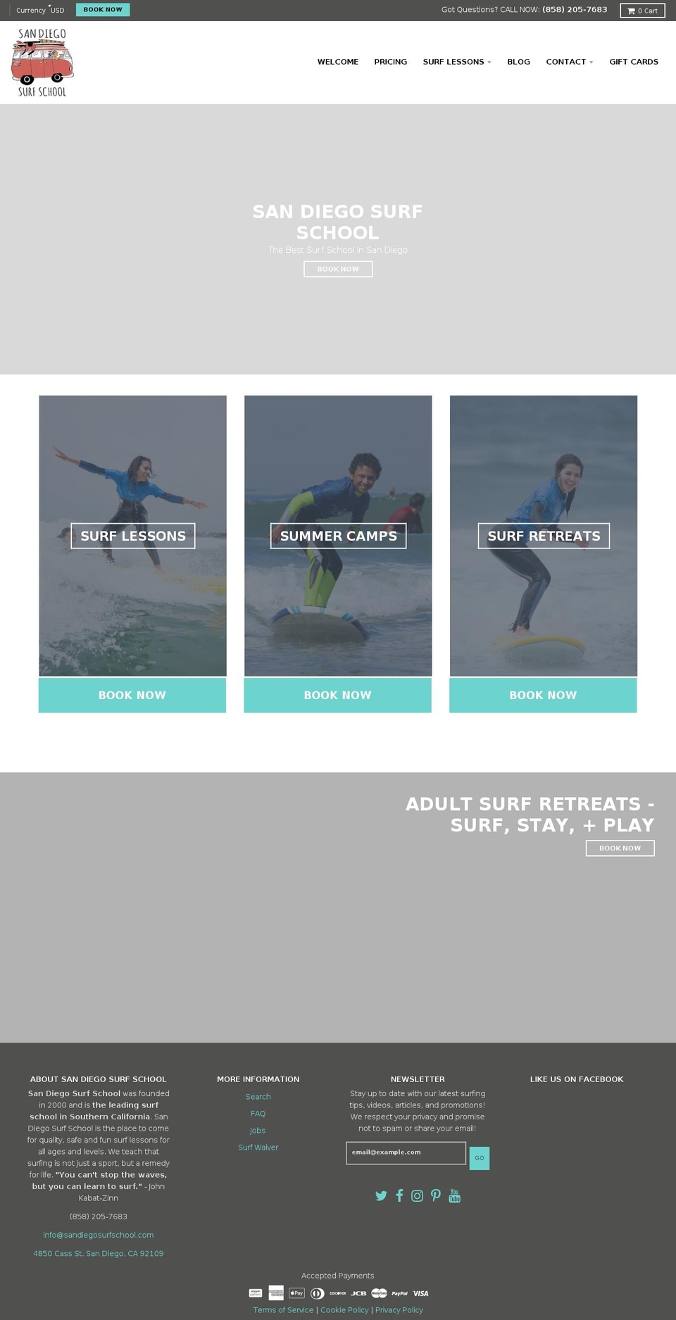 sandiegosurfteam.com — Shopify storefront screenshot