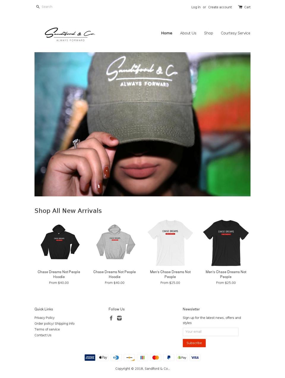 sandifordandco.com — Shopify storefront screenshot