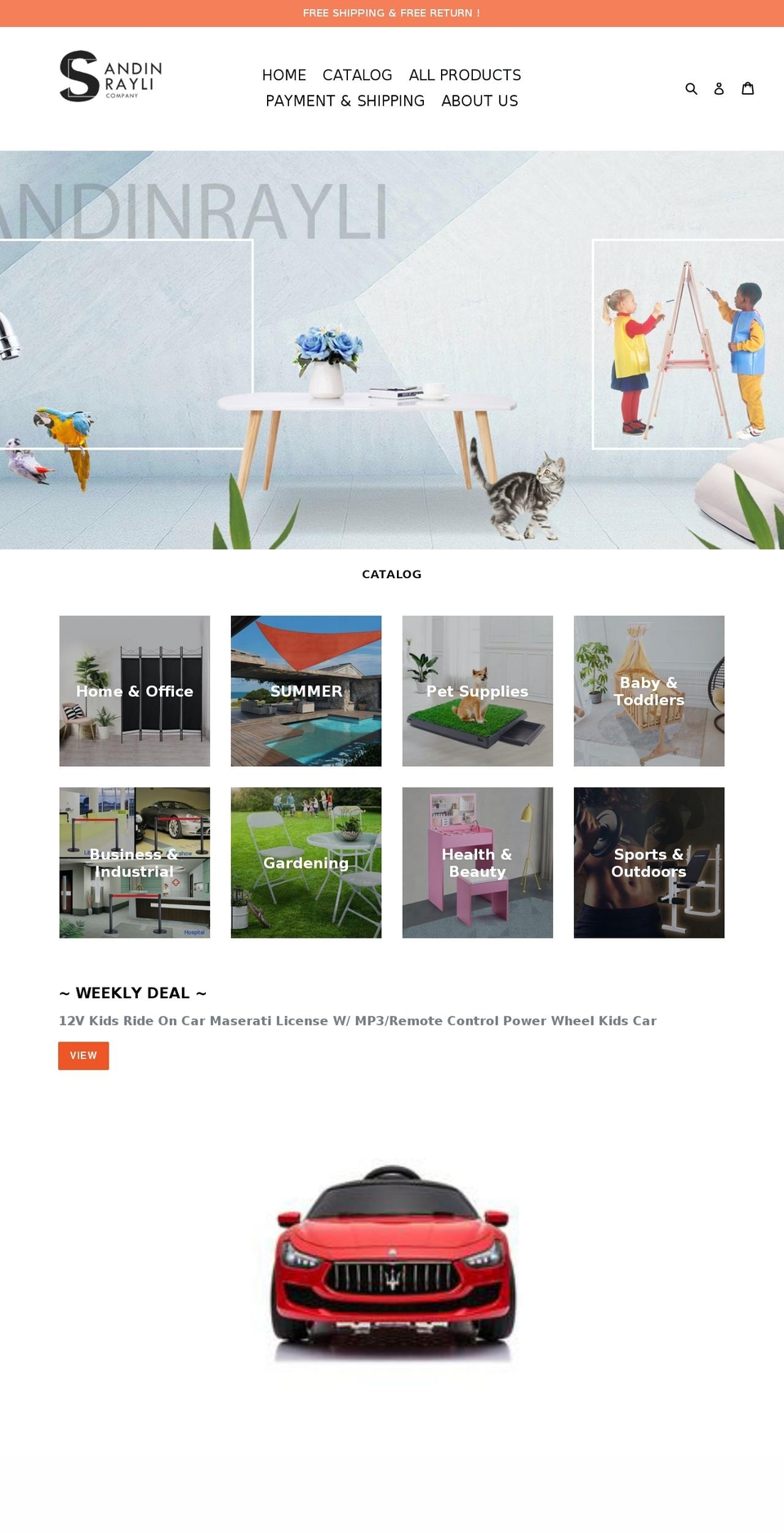 sandinrayli.com — Shopify storefront screenshot