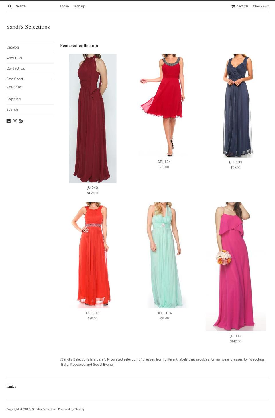 sandiselections.com shopify website screenshot