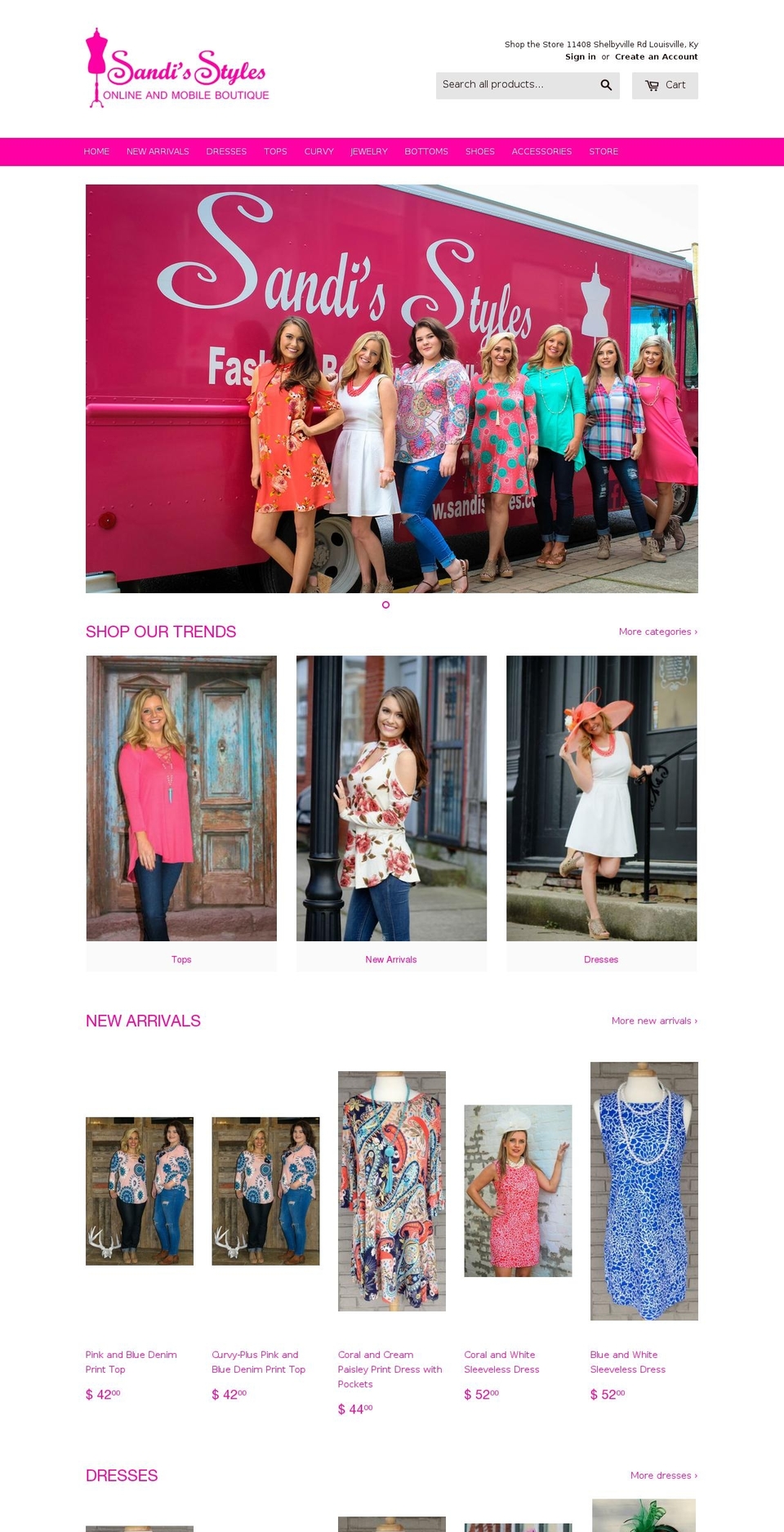sandisstyles.com shopify website screenshot
