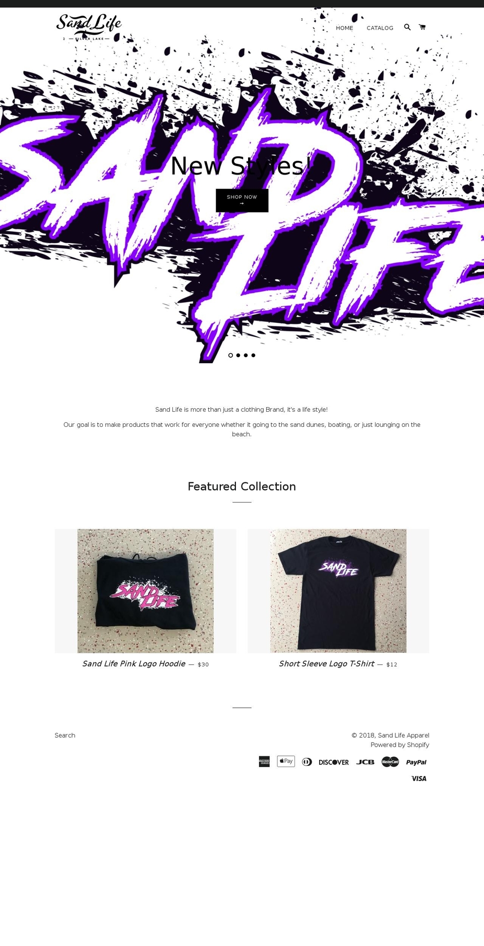 sandlifeclothing.com — Shopify storefront screenshot