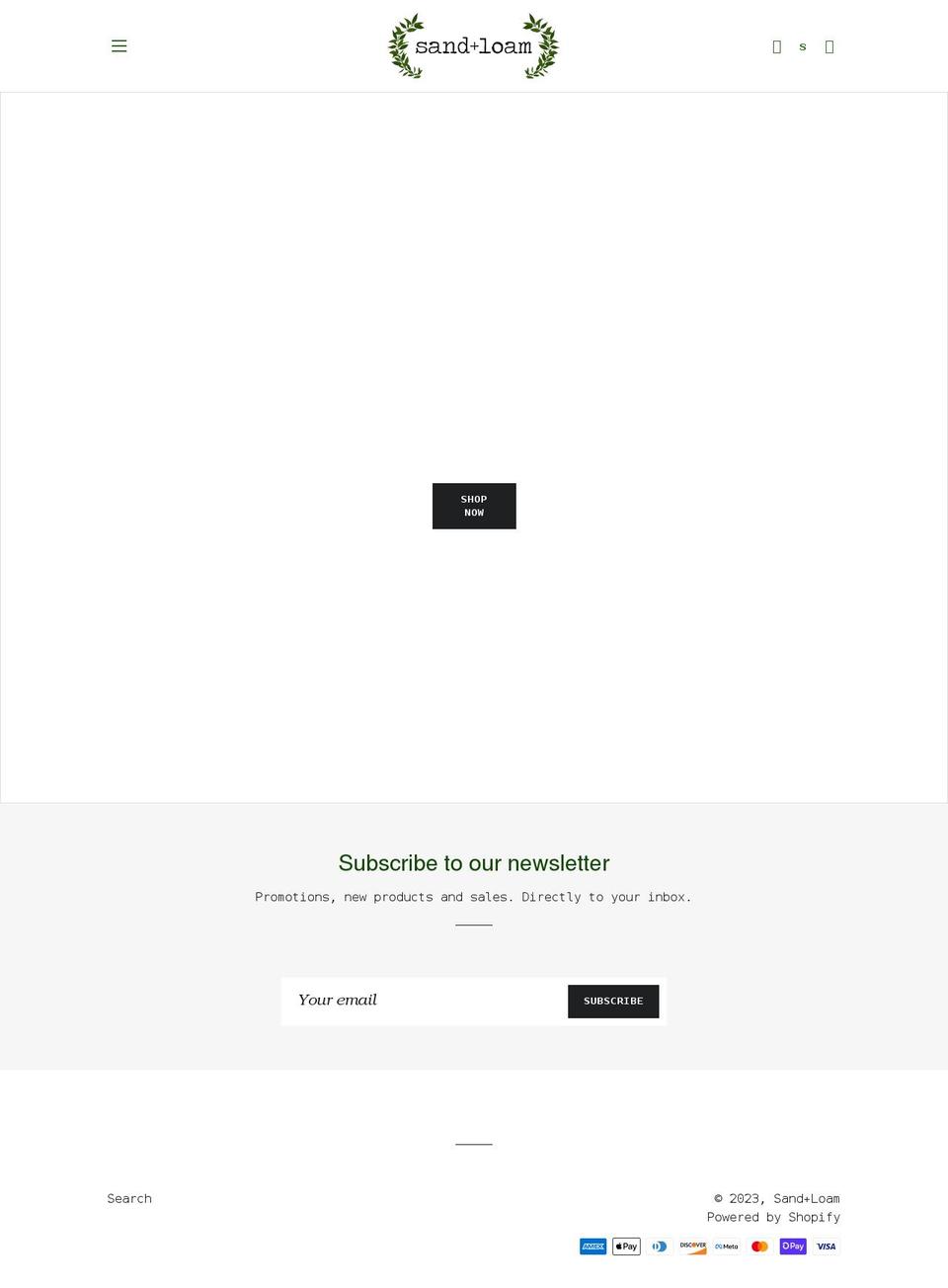 sandloam.com shopify website screenshot