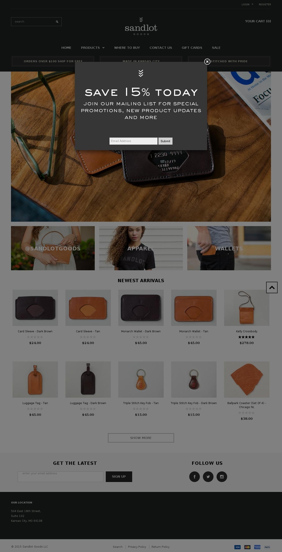 sandlotgoods.com shopify website screenshot
