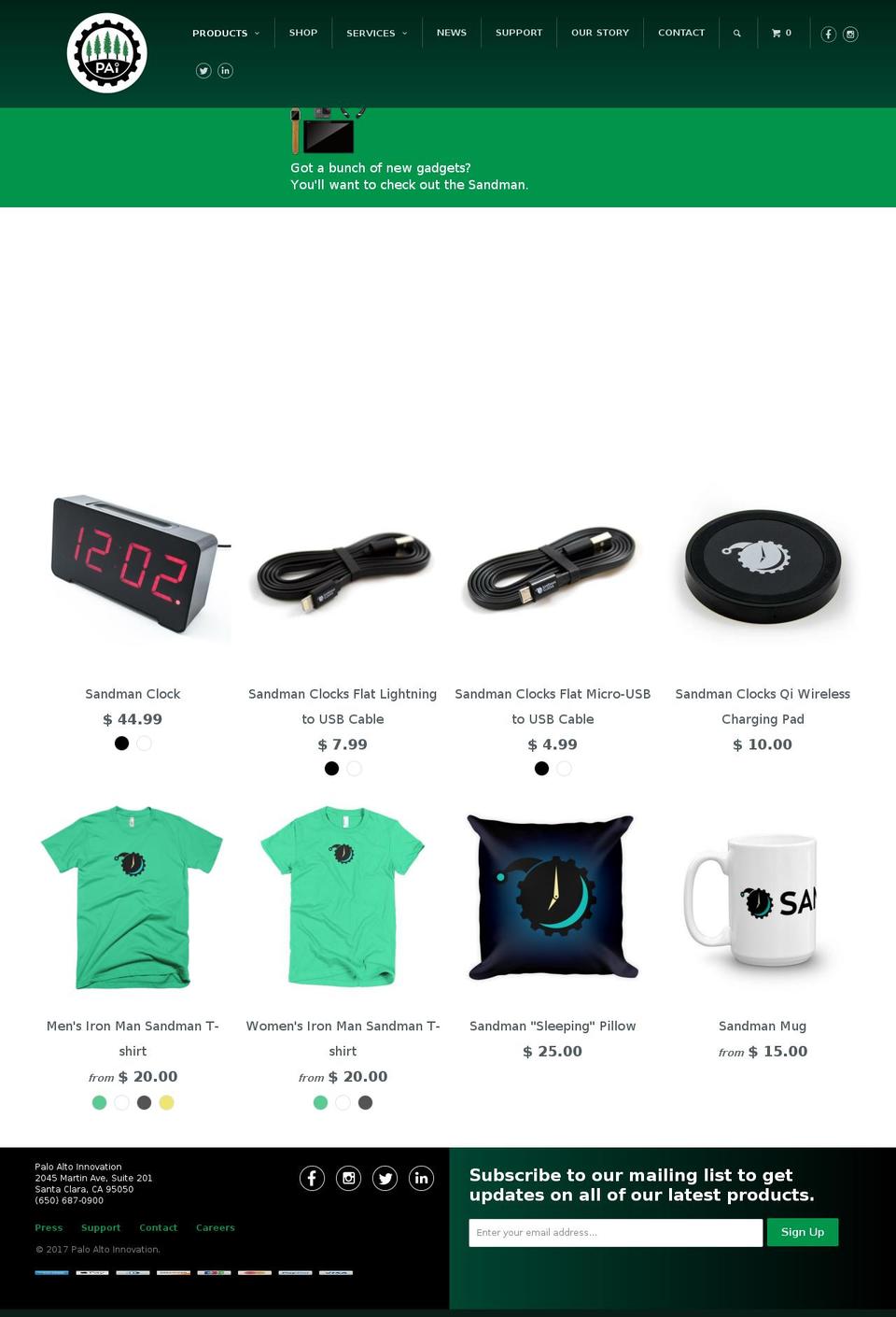 sandmanclocks.com shopify website screenshot