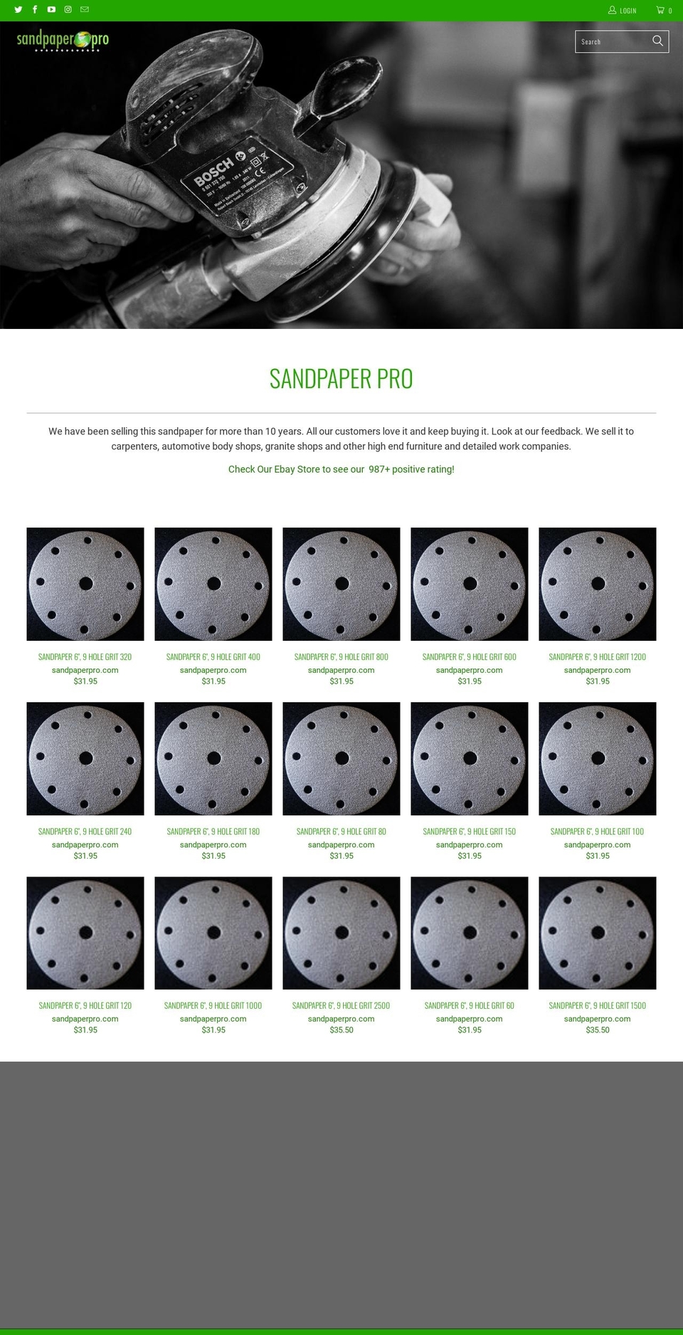 sandpaperpro.com shopify website screenshot